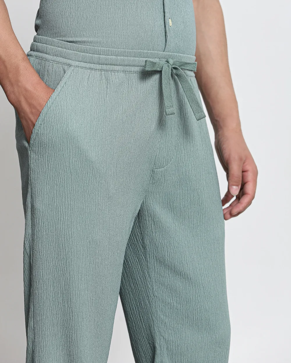 Classic Versatile Comfortable Slim-Fit Straight-Leg Green Trousers
