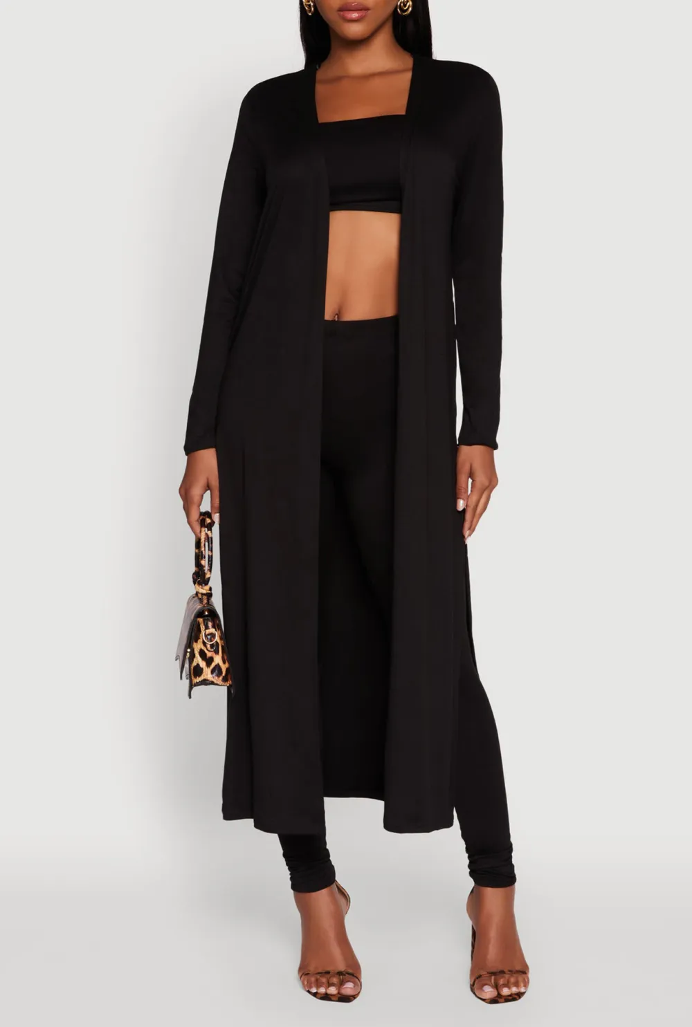 Solid Color Long Cardigan