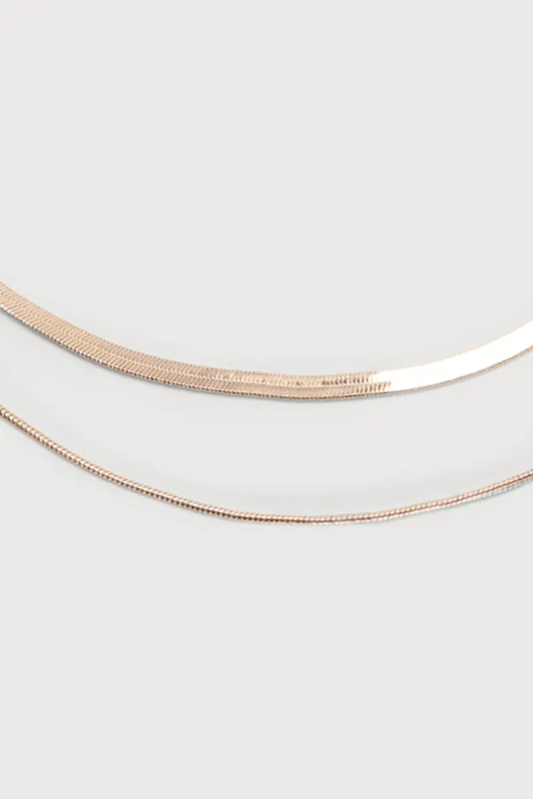 Double Layered Herringbone Snake Necklace