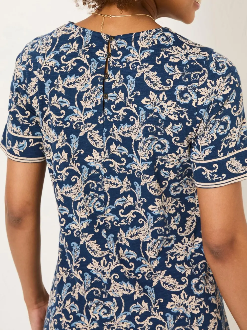 Simone Blue Paisley Short Sleeve Jersey Dress