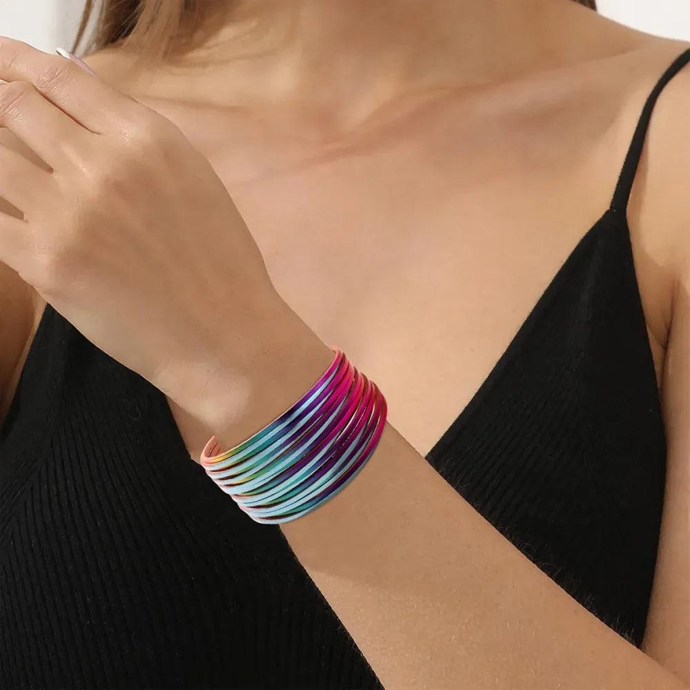 Fesciory Leather Wrap Bracelets for Women, Boho Leopard Multi-Layer Crystal Beads Cuff Bracelet Jewelry