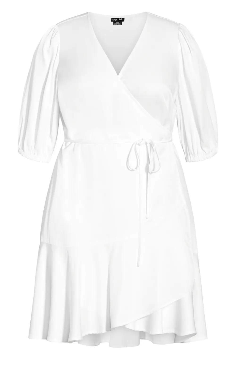 Evans Ivory Puff Sleeve Tie Waist Dress