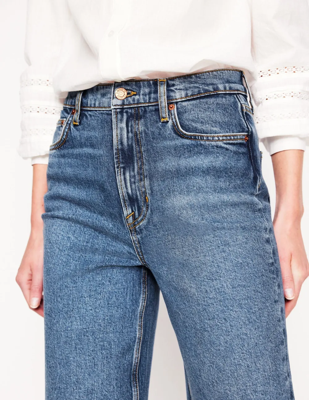 High Rise Column Leg Jeans