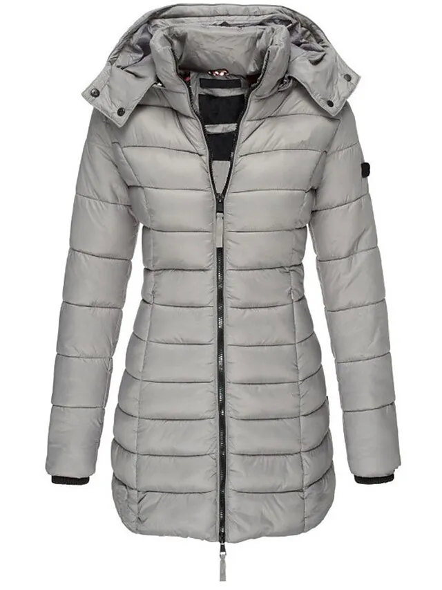 Women's Winter Coat Quilted Jacket Mid Length Puffer Coat Thermal Warm Parka with Pocket Fall Windproof Heated Coat  Zipper Hooded Lightweight Outerwear Long Sleeve Army Green Black