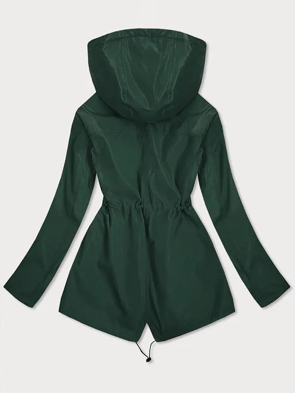 Reversible women's hooded jacket green leather