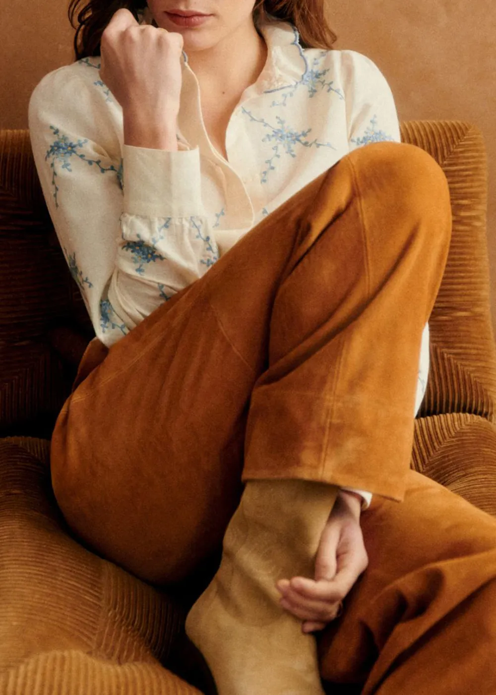 Suede Flared Trousers