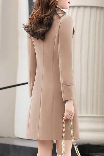 Solid Lapel Double Button Slim Coat