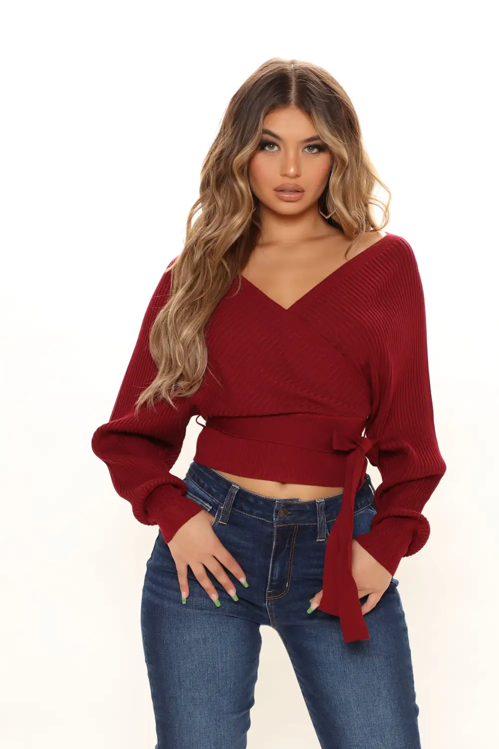 Warmest Occasion Wrap Sweater - Burgundy