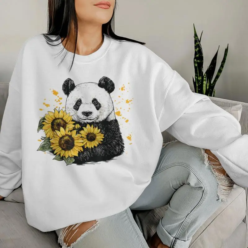 Panda Bear With Sunflowers Panda Bear Women Sweatshirt