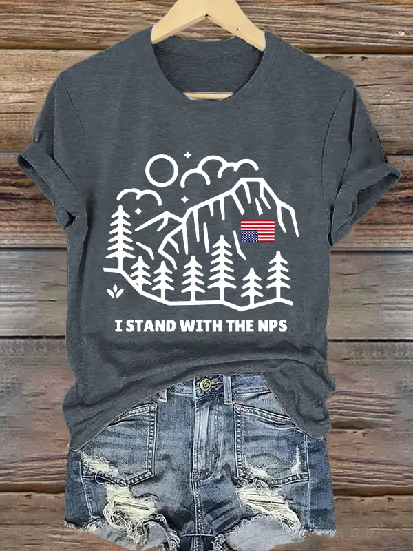 Women'S T-Shirt Retro I Stand With The NPS National Park Support Print T-Shirt