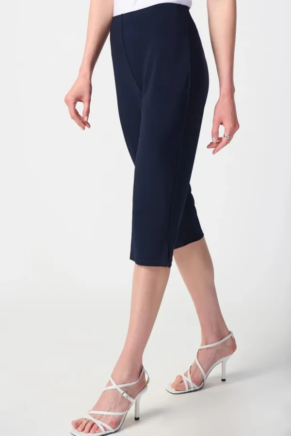 Navy Blue Cropped Cuffed Pants