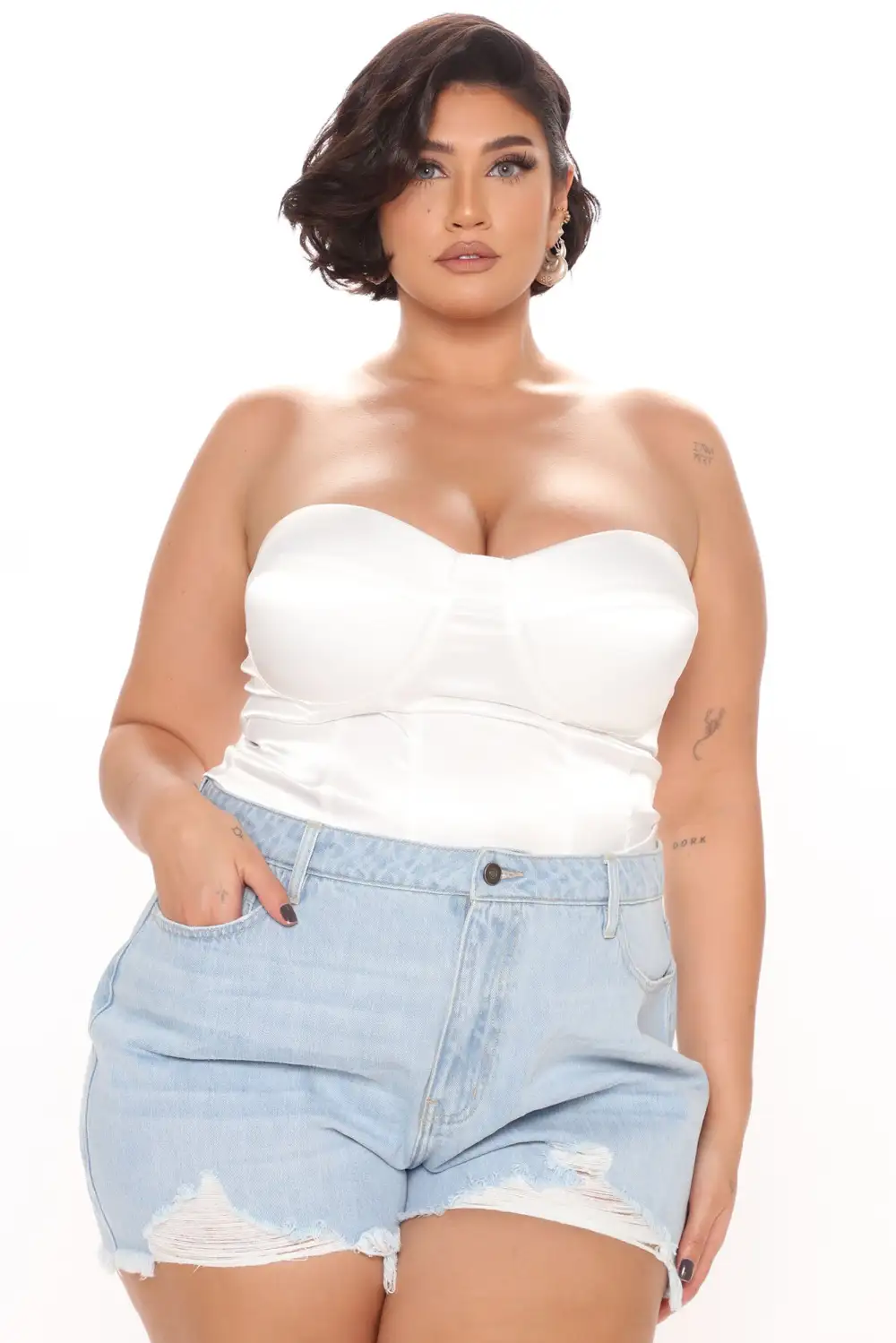 Please Her Satin Corset Top - White