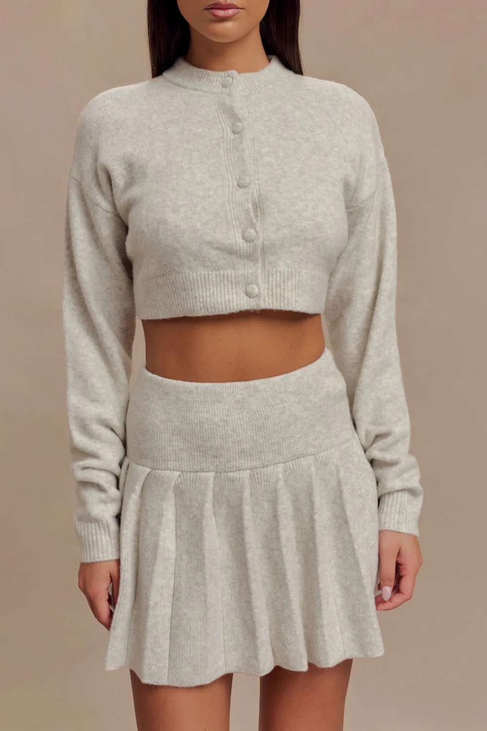 Pleated Knit Mini Skirt