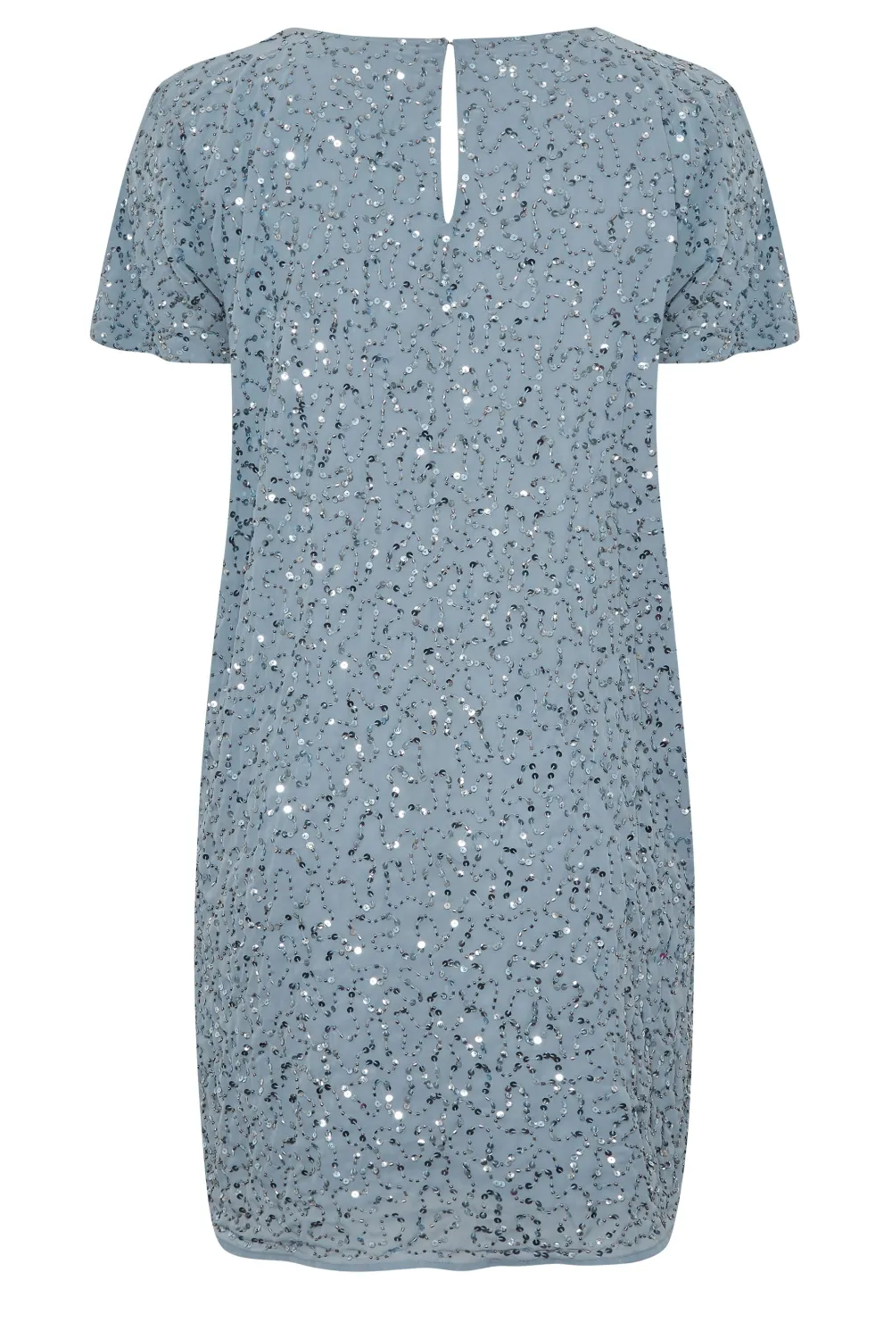 LUXE Curve Light Blue Sequin Hand Embellished Cape Dress