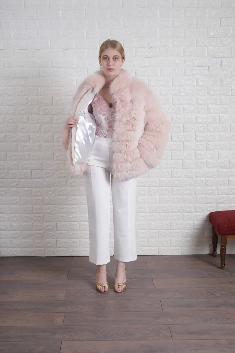 Baby Pink Fox Fur Jacket