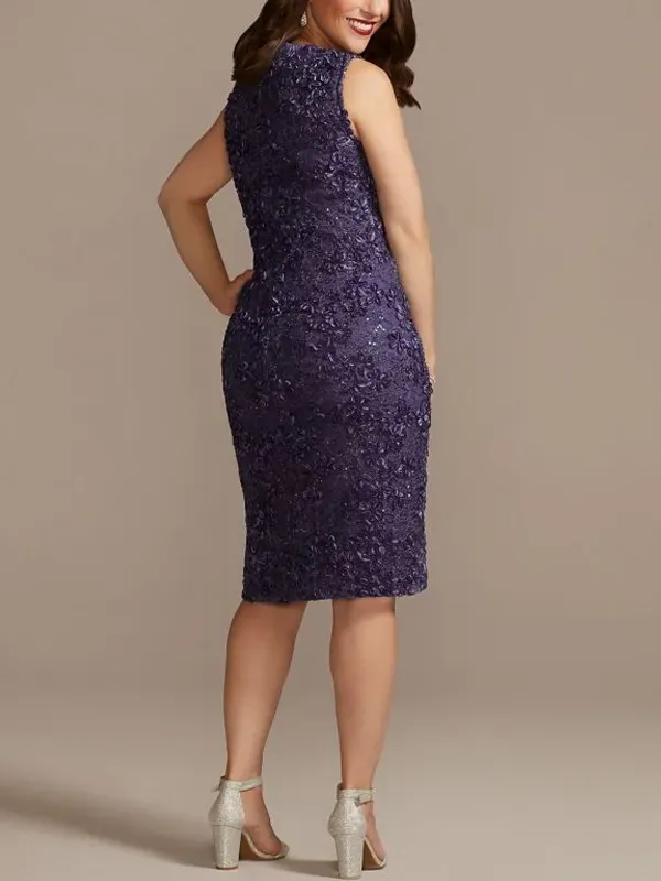 Round Neck Lace Sleeveless Dress Mesh Set