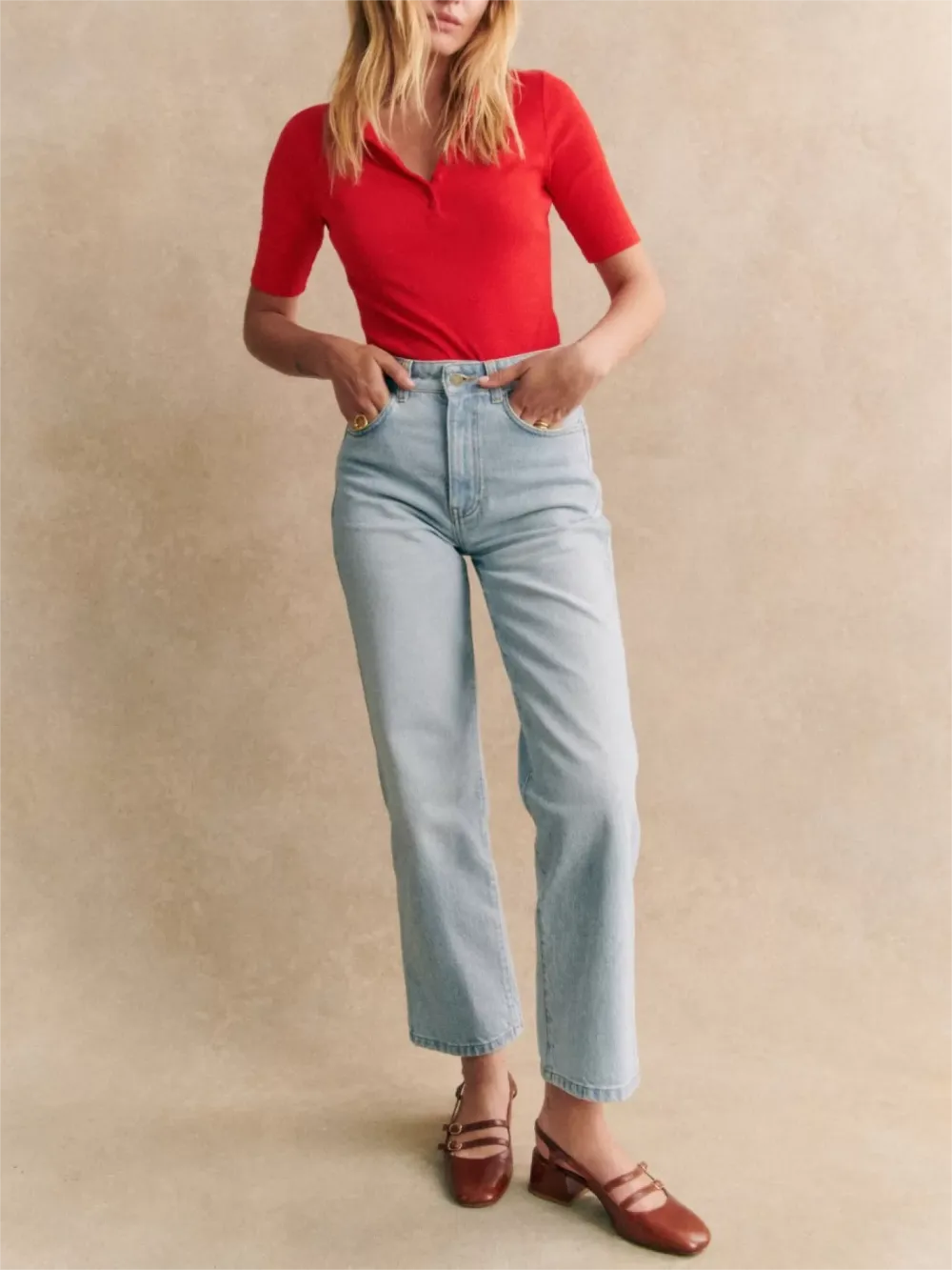 High Waist Denim Trouser