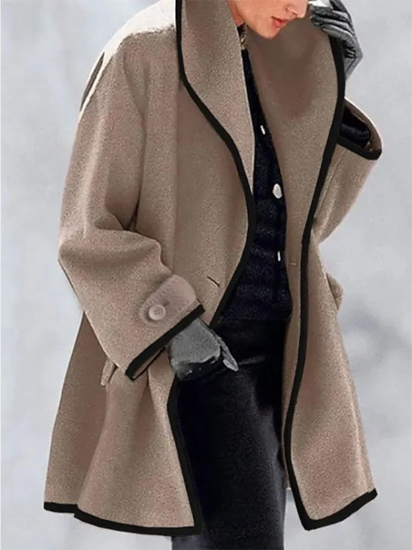 Women's Coat Office Dailywear Casual Winter Fall Long Coat Warm Basic Simple Classic & Timeless Jacket Long Sleeve Solid Color with Pockets Oversize Blue Purple Camel