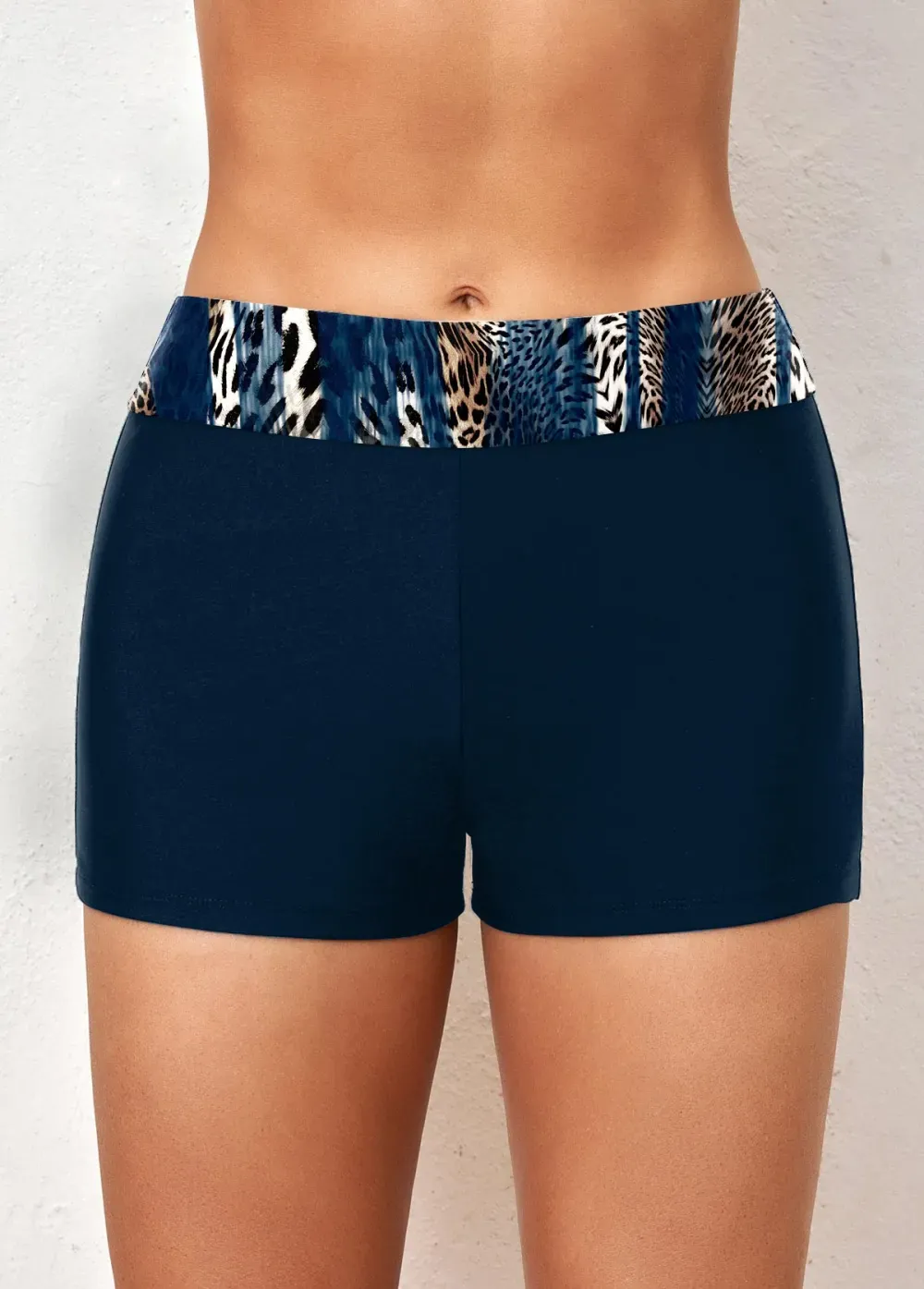 Criss Cross Leopard Peacock Blue Tankini Top