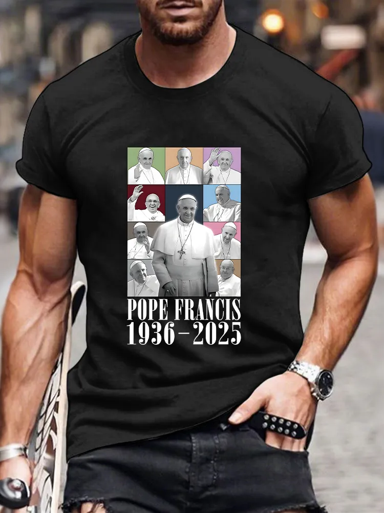 Men's 1936-2025 Print Short Sleeve Round Neck Cotton T-Shirt