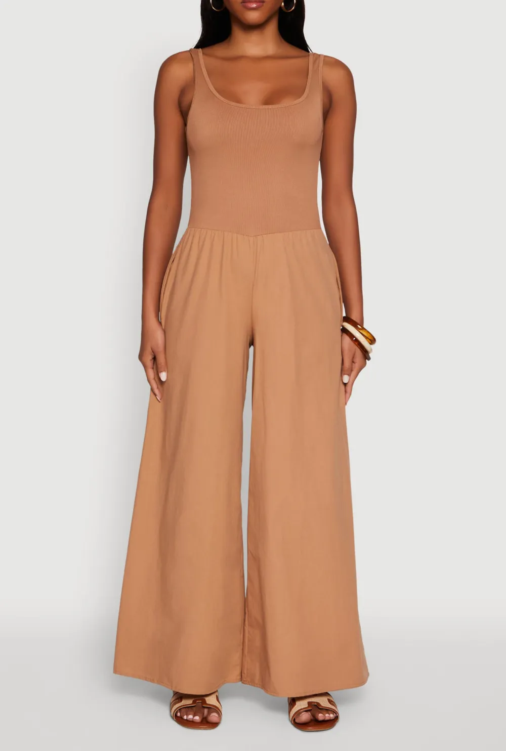 Solid Color Wide Leg Jumpsuit