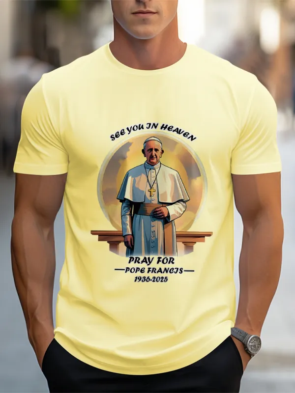 Men'S See You In Heaven Pray For Pf 1936-2025 Short Sleeve Round Neck Pure Cotton T-Shirt