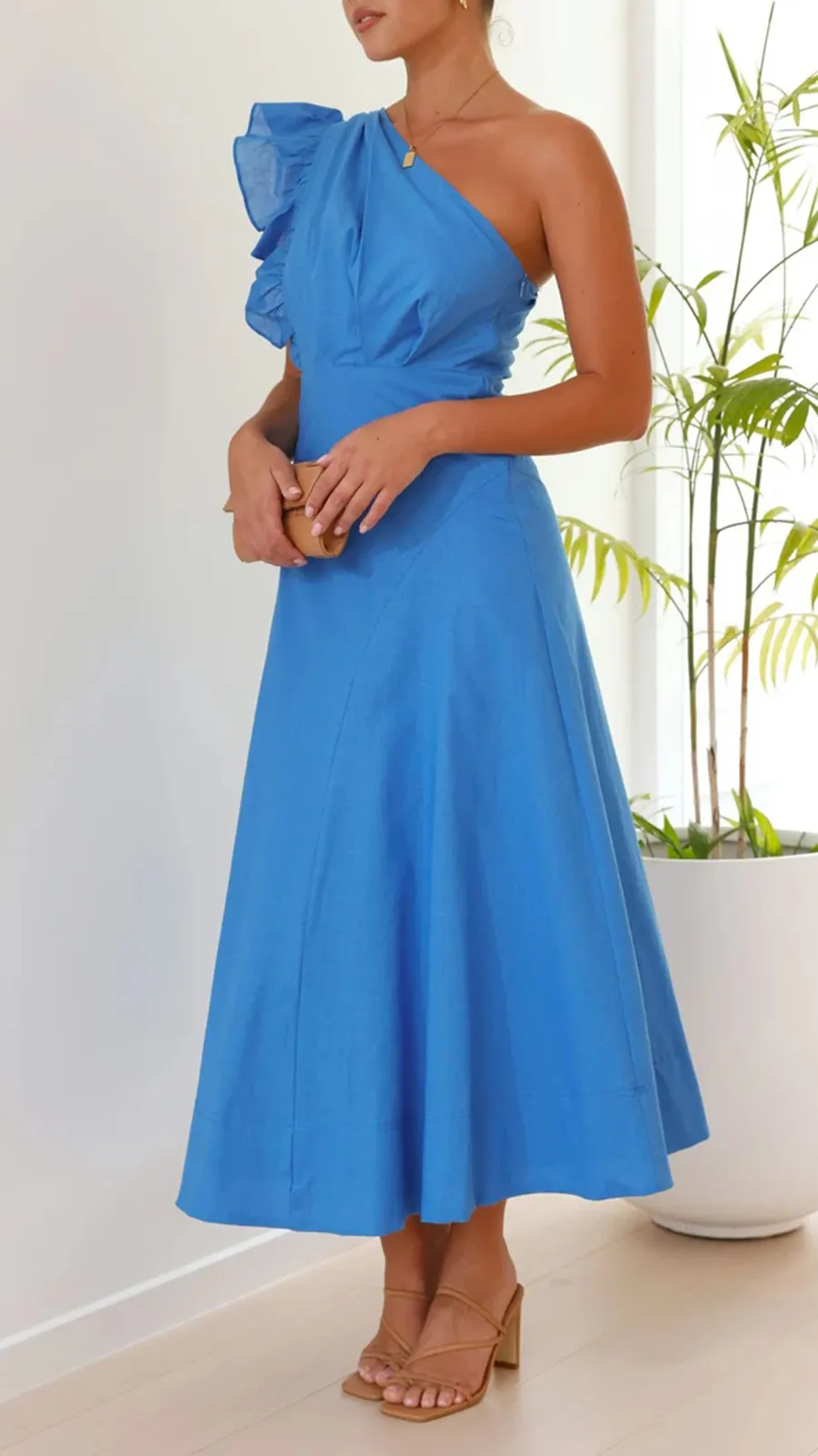 Ruffle Sleeve Midi Dress