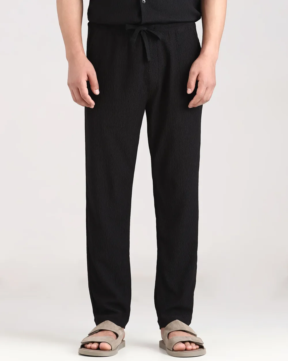Classic Versatile Comfortable Slim-Fit Straight-Leg Black Trousers