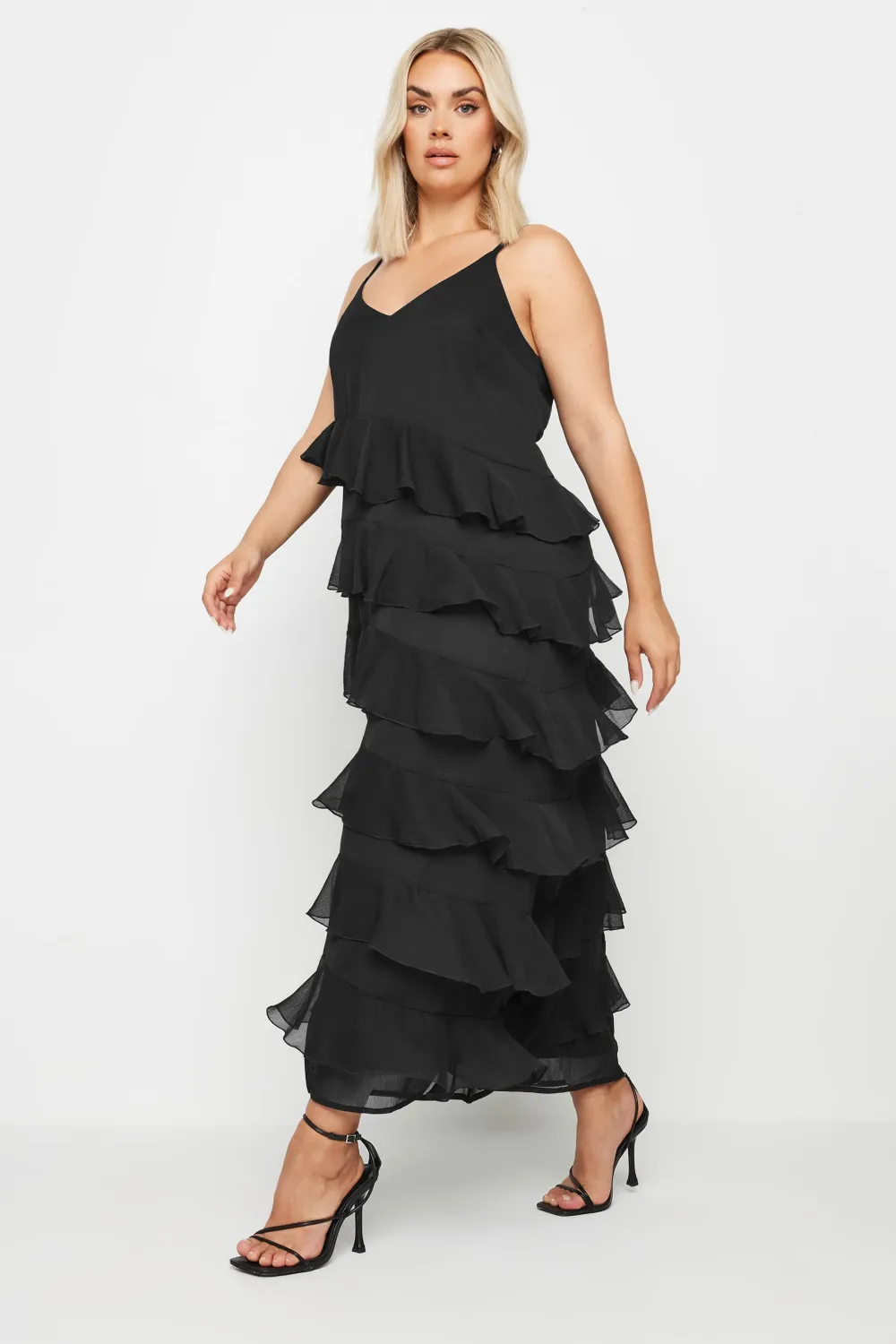 LIMITED COLLECTION Curve Black Frill Maxi Dress
