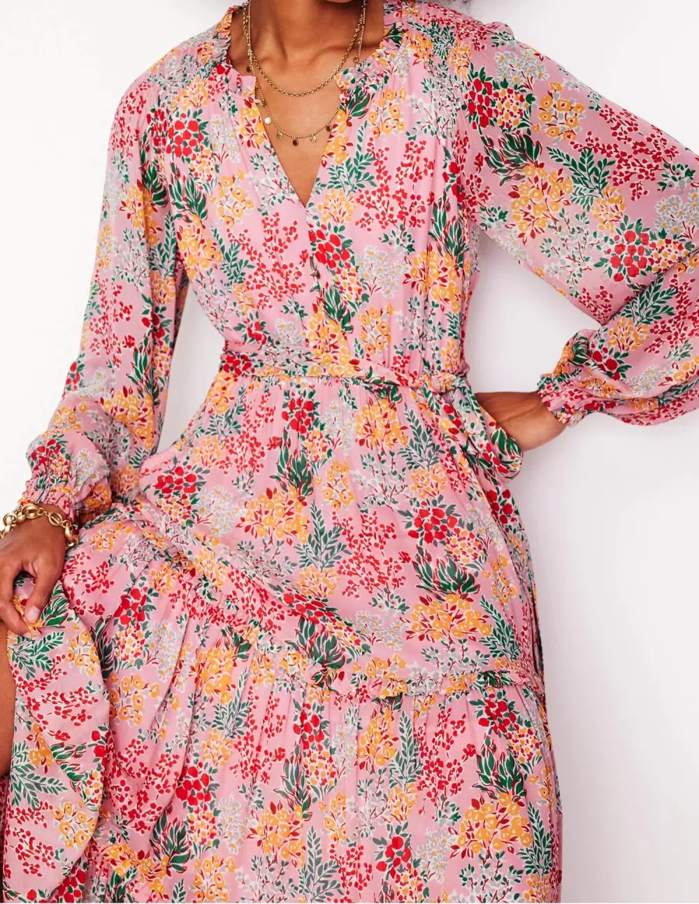 Ruffle Smocked Midi Dress