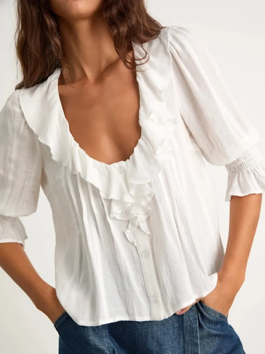 Scoop Neck Half Sleeve Blouse