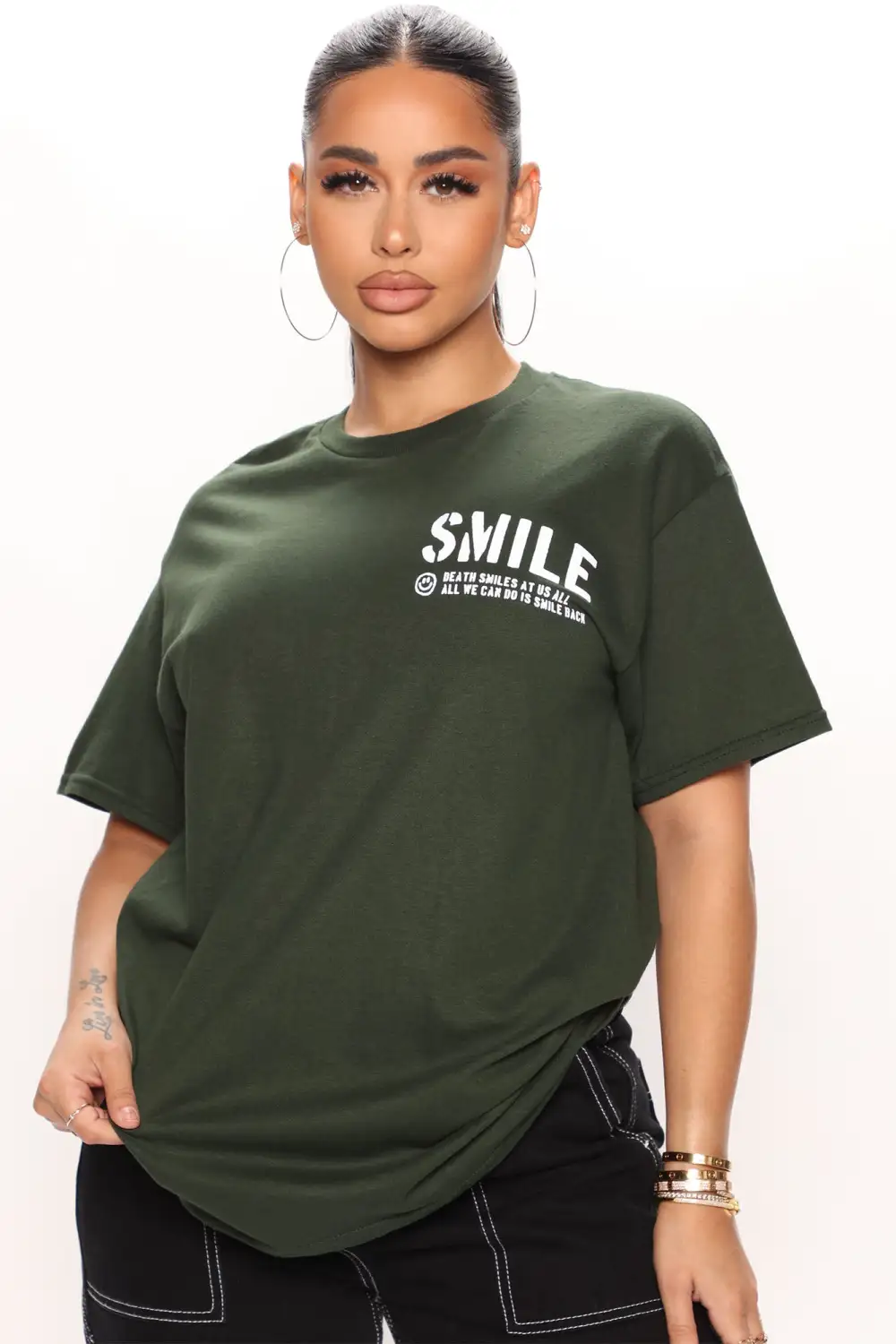 Smile Skeleton Graphic T-Shirt - Green