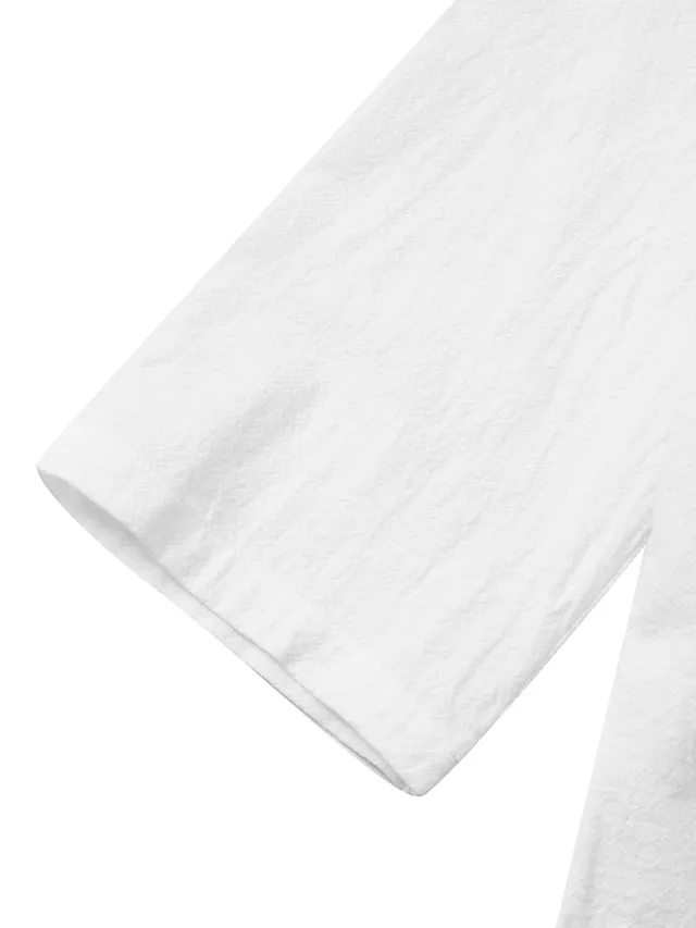 Women‘s Cotton Linen Dress Shirt Dress Casual Dress Shift Dress Midi Dress Cotton Blend Fashion Basic Outdoor Daily Vacation Stand Collar Button Half Sleeve Summer Spring 2023 Black White Blue Plain