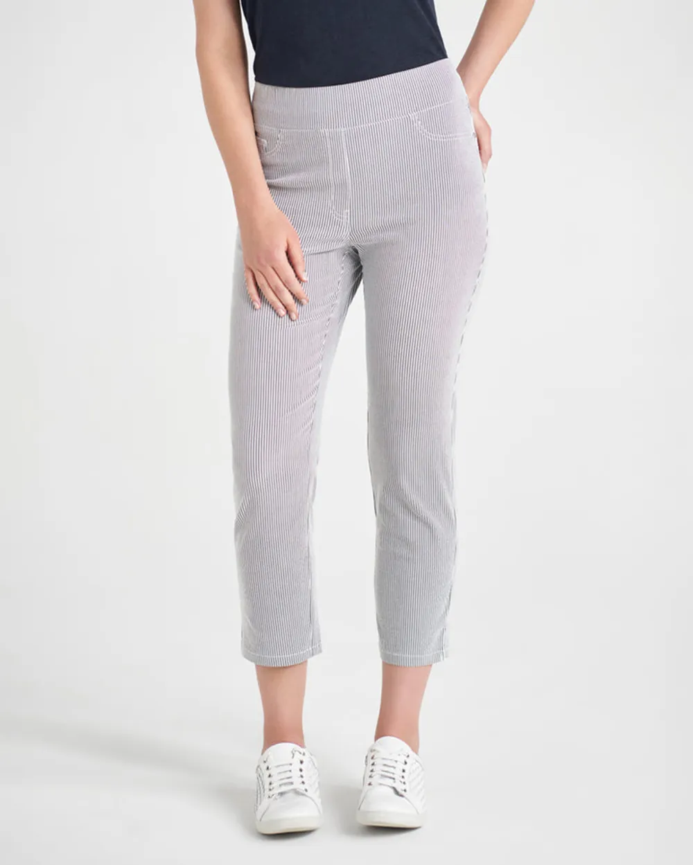 Striped Ankle Length Stretch Pants