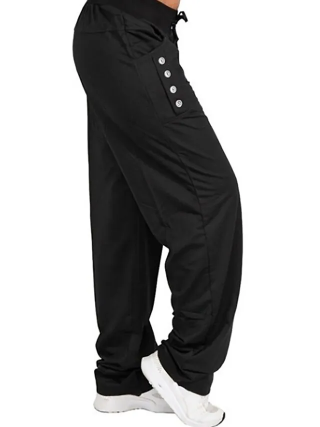 Women's Sweatpants Joggers Solid Black Dark Navy Light Grey Sporty Casual Lounge Daily Vacation Weekend Micro-elastic Full Length Solid Color L  4XL