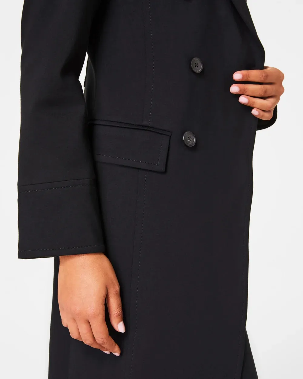 Black Mid-Length Coat Jacket