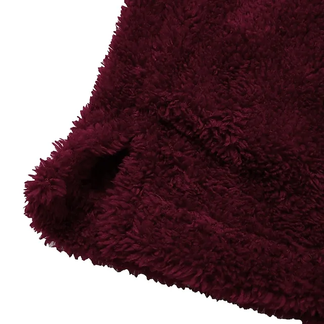 Women's Plus Size Loungewear Top Fluffy Pajama Fuzzy Pure Color Warm Simple Plush Home Daily Vacation Fleece Hoodie Long Sleeve Fall Winter Black White