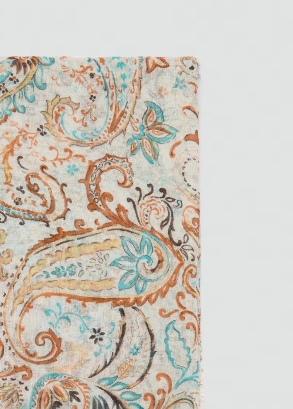 Casual Style Linen-Blend Ecru Scarf