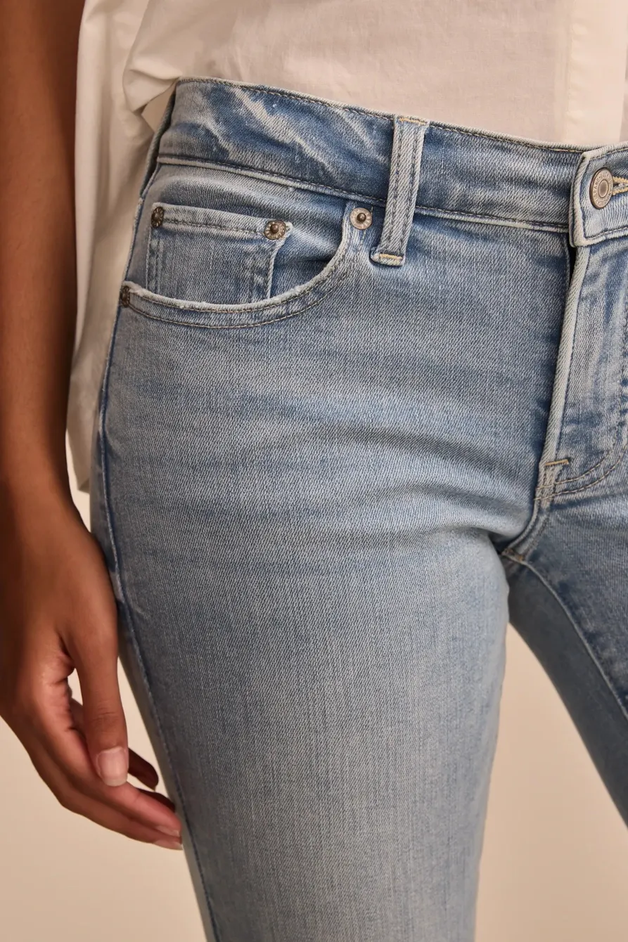 Distressed Light Wash Denim Sweet Flare