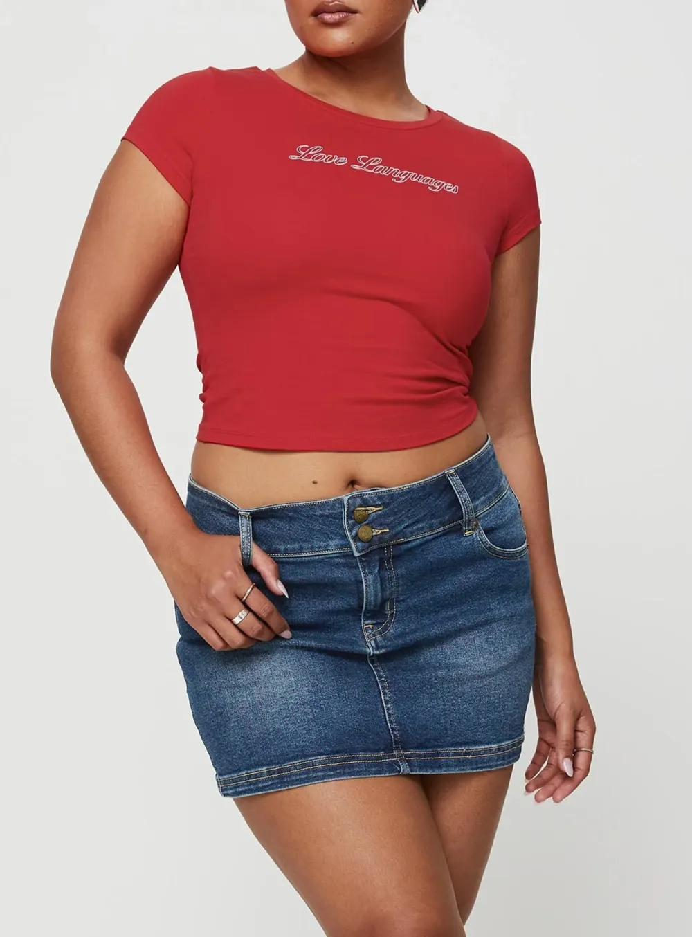 Low Rise Pocket Denim Mini Skirt