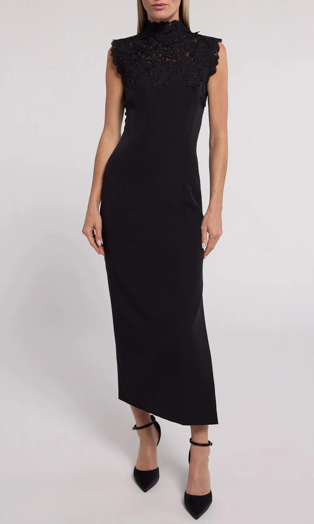 Lace Mock Neck Sleeveless Dress