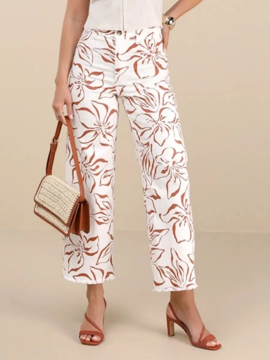 Flower Print Casual Pants