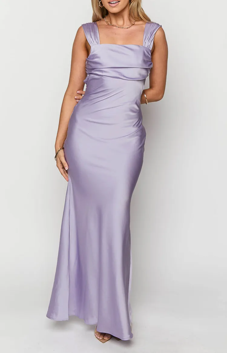 Crisscross Back Lilac Maxi Dress