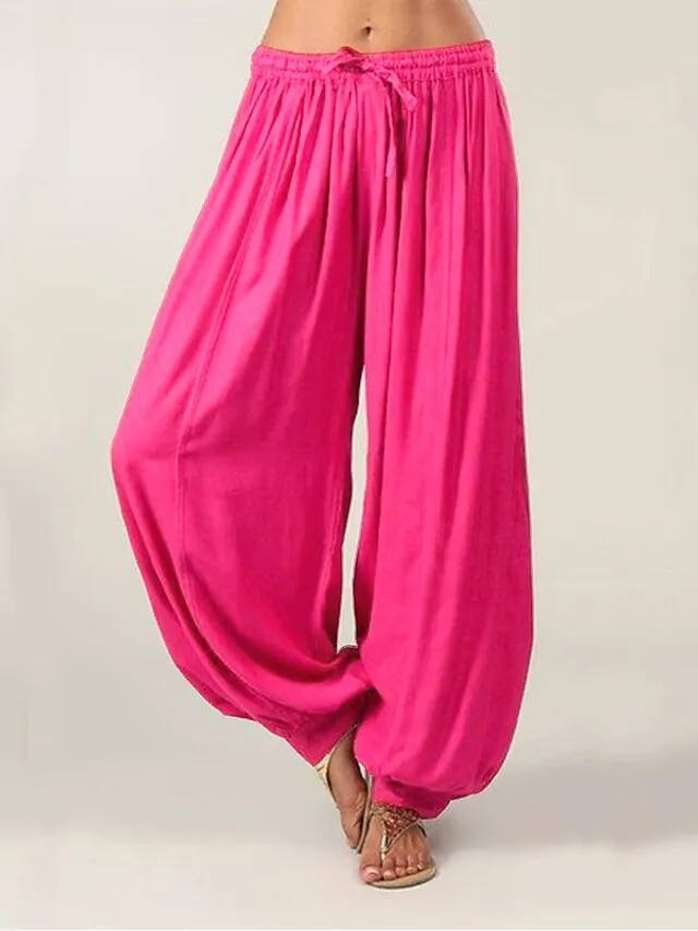 Women's Wide Leg Chinos Pants Trousers Full Length Baggy Drop Crotch Micro-elastic Mid Waist Fashion Savannah Joggers Xmas Casual Black White S M Summer Spring &  Fall