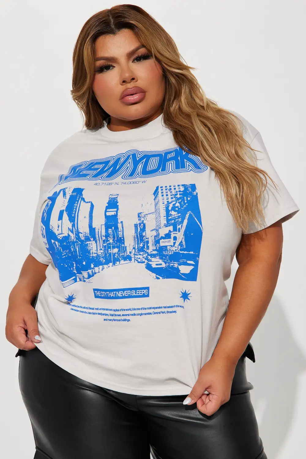 New York Night Life Graphic T-Shirt - Grey