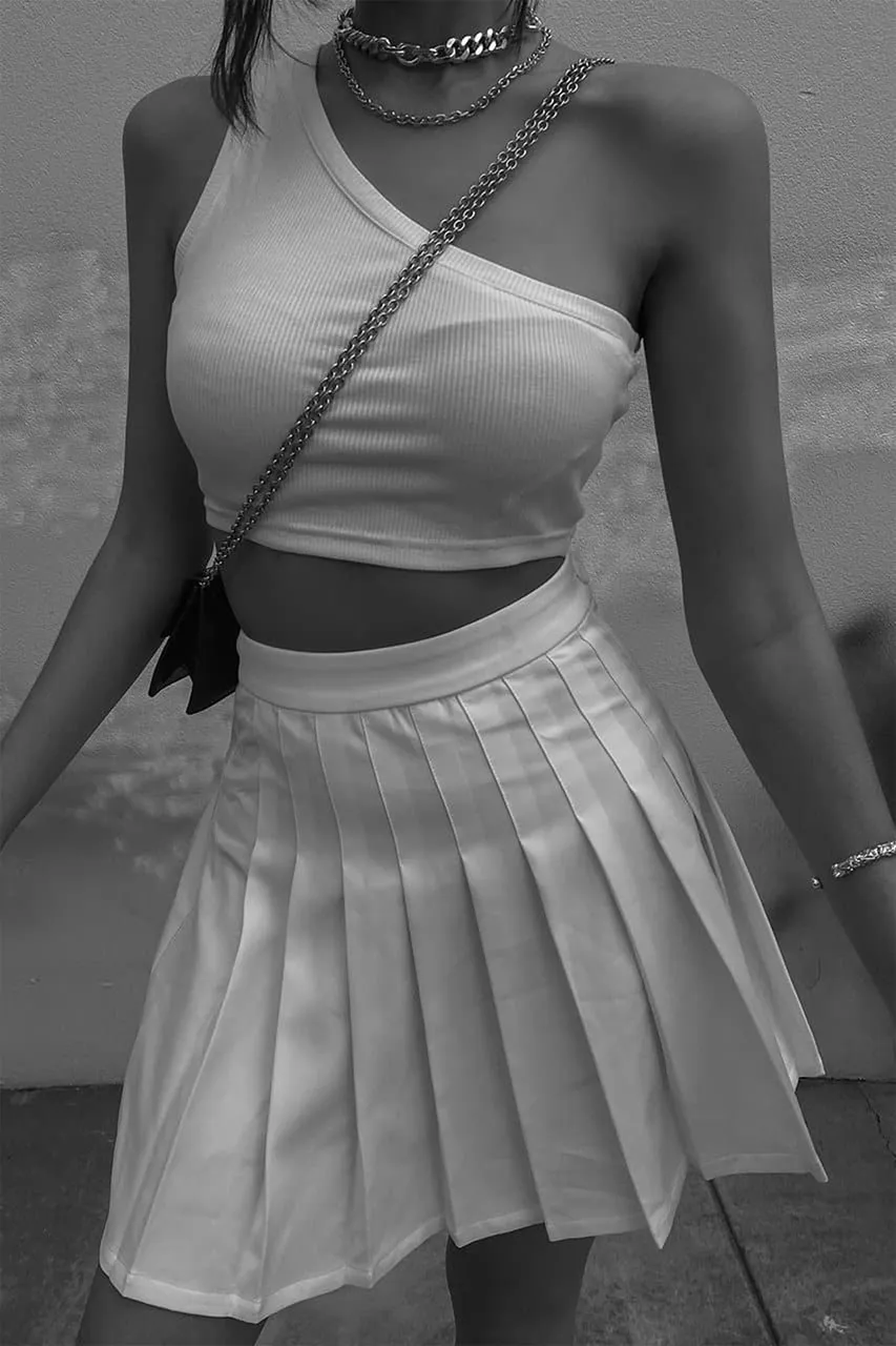 Asymmetric One Shoulder Ribbed Crop Top