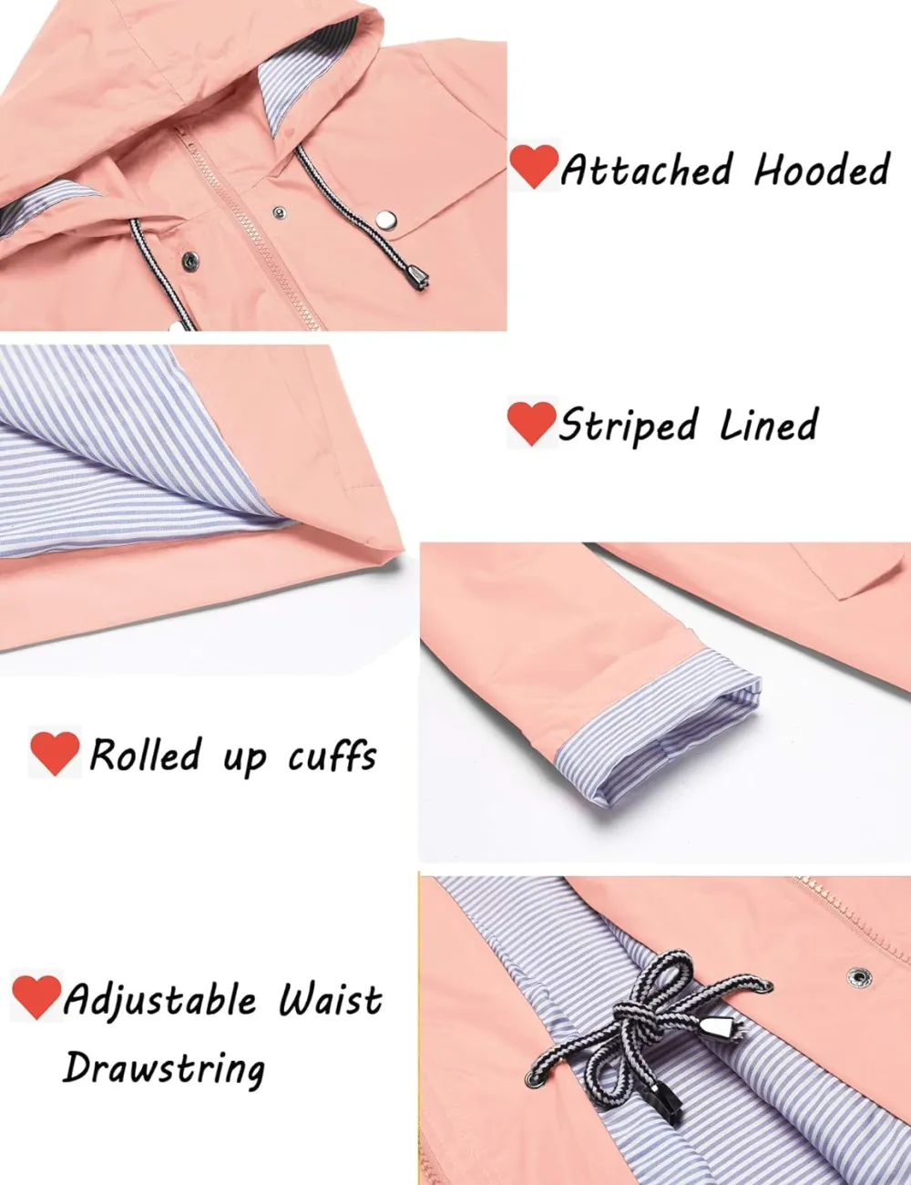 Womens Lightweight Hooded Waterproof Active Outdoor Rain Jacket S-XXL