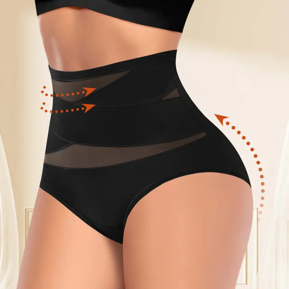 🔥 Women's High-Waist Cross-Mesh Briefs | Ultra Soft Comfort Underwear