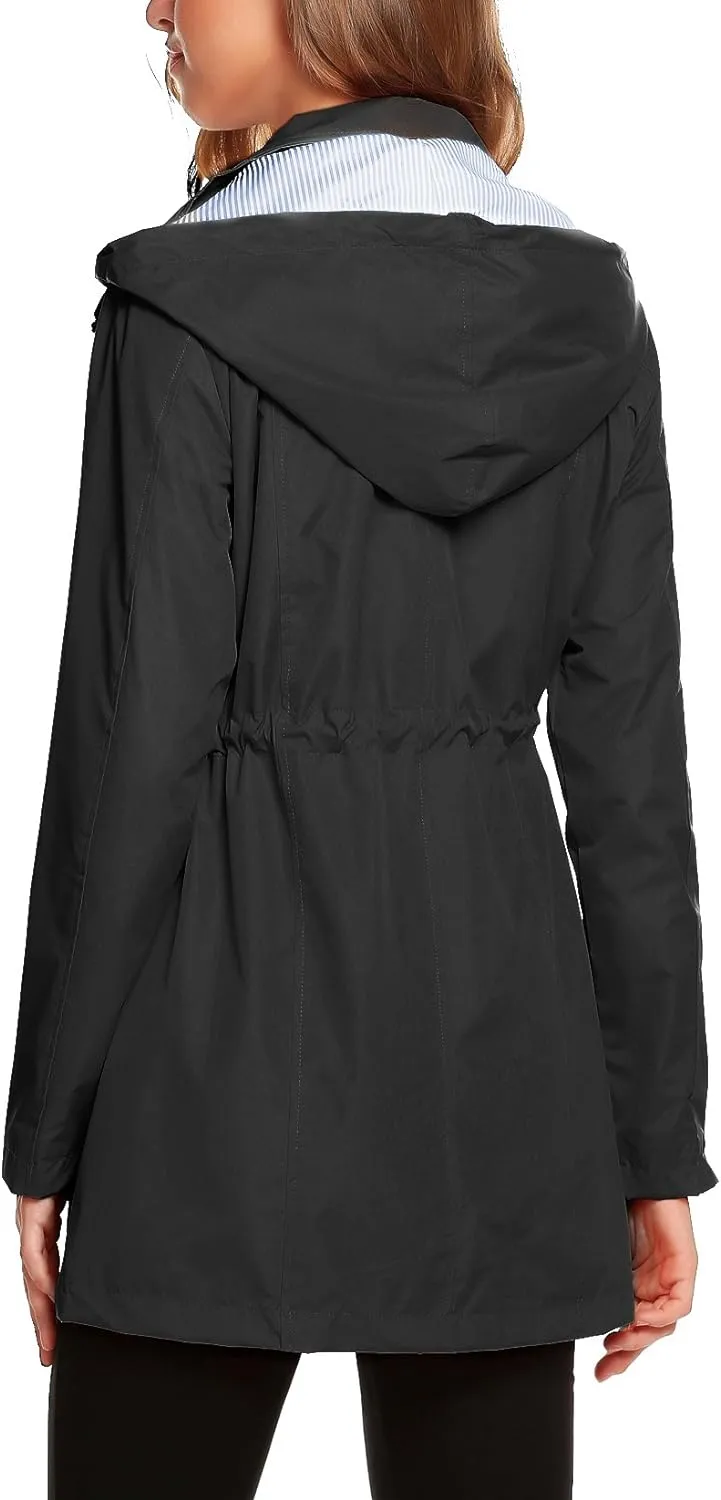 Womens Lightweight Hooded Waterproof Active Outdoor Rain Jacket S-XXL