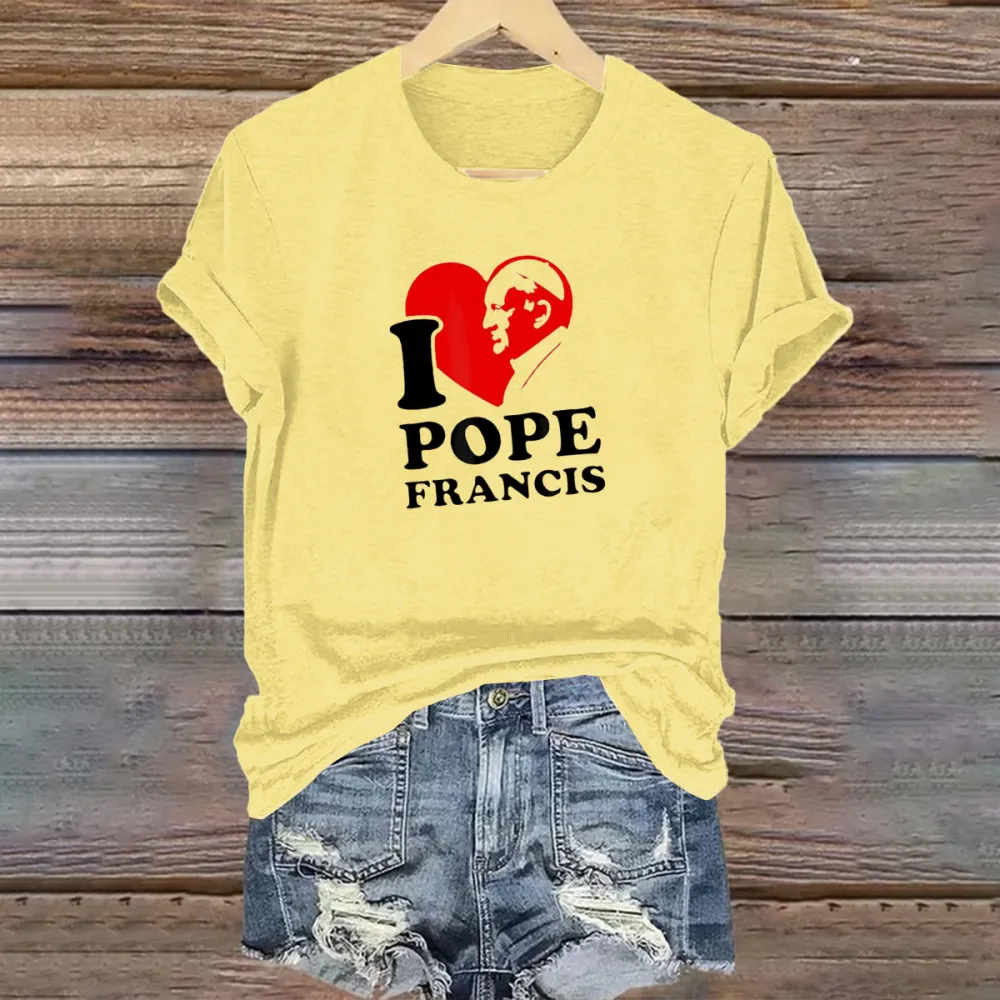 Men's I Love PF Print Short Sleeve Round Neck Cotton T-Shirt